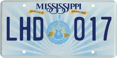 MS license plate LHD017