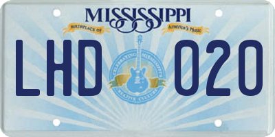 MS license plate LHD020