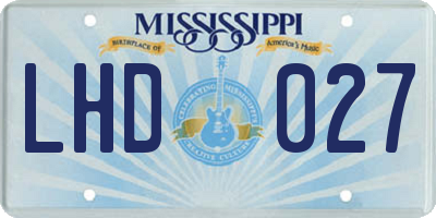 MS license plate LHD027