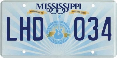 MS license plate LHD034