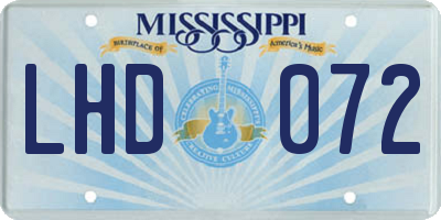 MS license plate LHD072