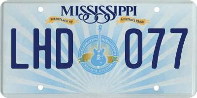 MS license plate LHD077