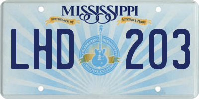 MS license plate LHD203