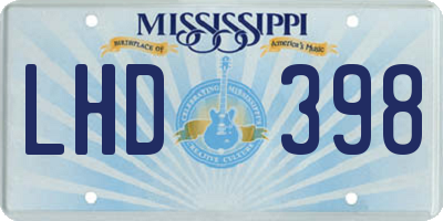 MS license plate LHD398