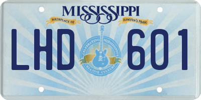 MS license plate LHD601