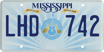 MS license plate LHD742