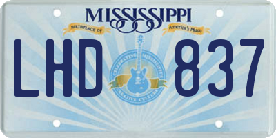 MS license plate LHD837