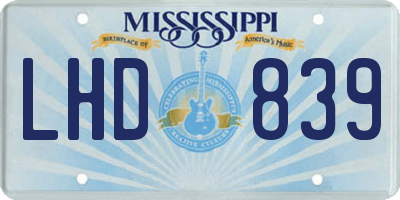 MS license plate LHD839