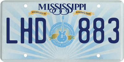 MS license plate LHD883