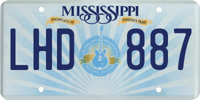 MS license plate LHD887