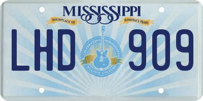 MS license plate LHD909