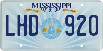 MS license plate LHD920