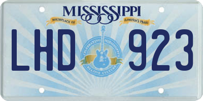 MS license plate LHD923