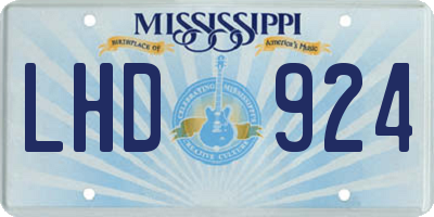 MS license plate LHD924