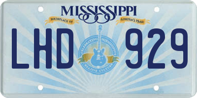 MS license plate LHD929