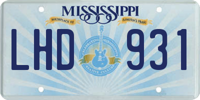 MS license plate LHD931