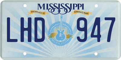 MS license plate LHD947