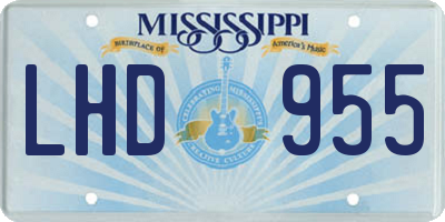 MS license plate LHD955
