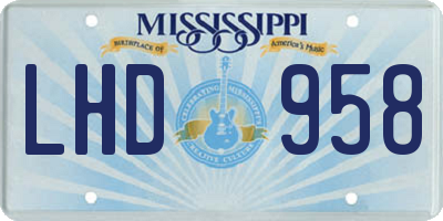 MS license plate LHD958