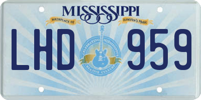 MS license plate LHD959