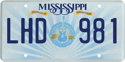 MS license plate LHD981