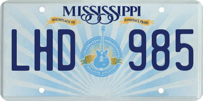 MS license plate LHD985