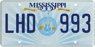 MS license plate LHD993