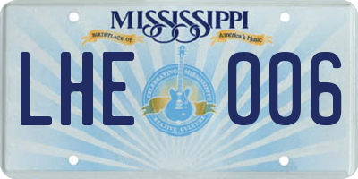 MS license plate LHE006