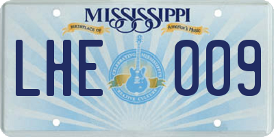 MS license plate LHE009