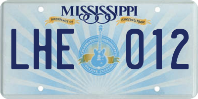 MS license plate LHE012