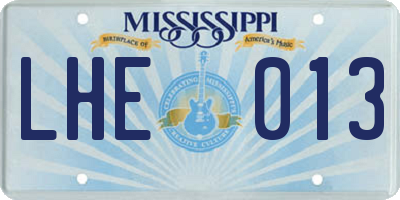 MS license plate LHE013