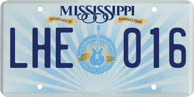 MS license plate LHE016