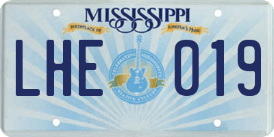 MS license plate LHE019