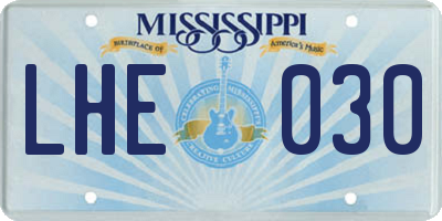 MS license plate LHE030