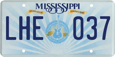 MS license plate LHE037