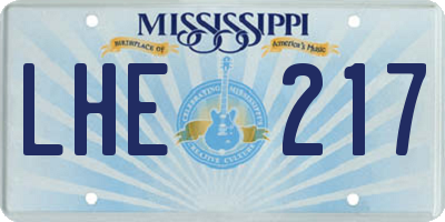 MS license plate LHE217