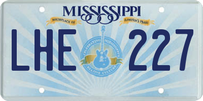 MS license plate LHE227