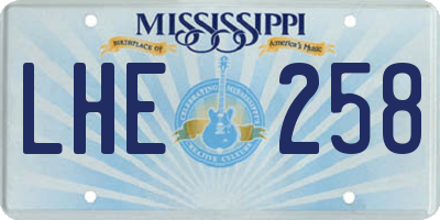 MS license plate LHE258