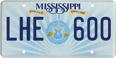 MS license plate LHE600