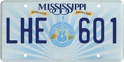 MS license plate LHE601
