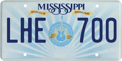 MS license plate LHE700