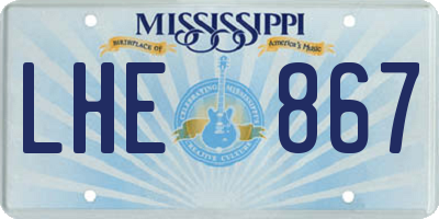 MS license plate LHE867