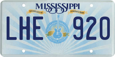 MS license plate LHE920