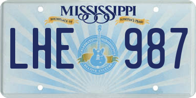 MS license plate LHE987
