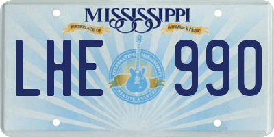 MS license plate LHE990