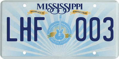 MS license plate LHF003