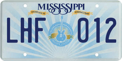 MS license plate LHF012