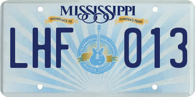 MS license plate LHF013
