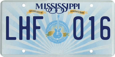 MS license plate LHF016