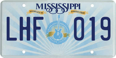 MS license plate LHF019